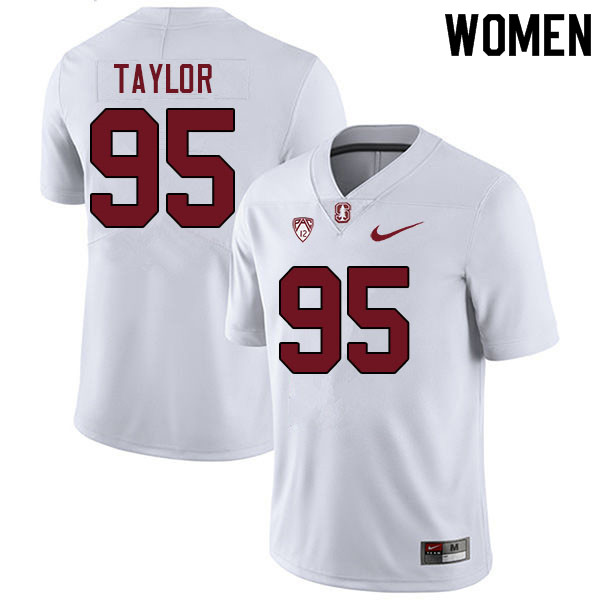 Women #95 Aristotle Taylor Stanford Cardinal College Football Jerseys Sale-White - Click Image to Close